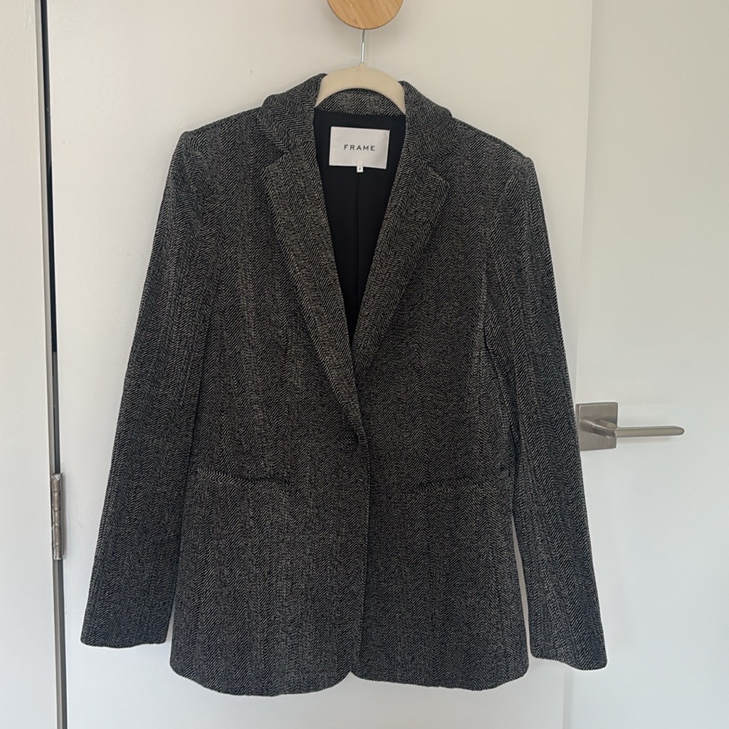 Frame Nwot Women’s Herringbone Velvet Blazer